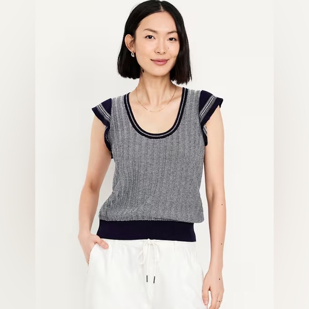 Old Navy Flutter-Sleeve Sweater Tank - Navy